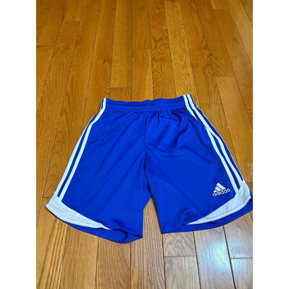 Adidas Mens Blue ClimaCool Soccer Athletic Shorts Medium 3 Stripe Drawstring M
